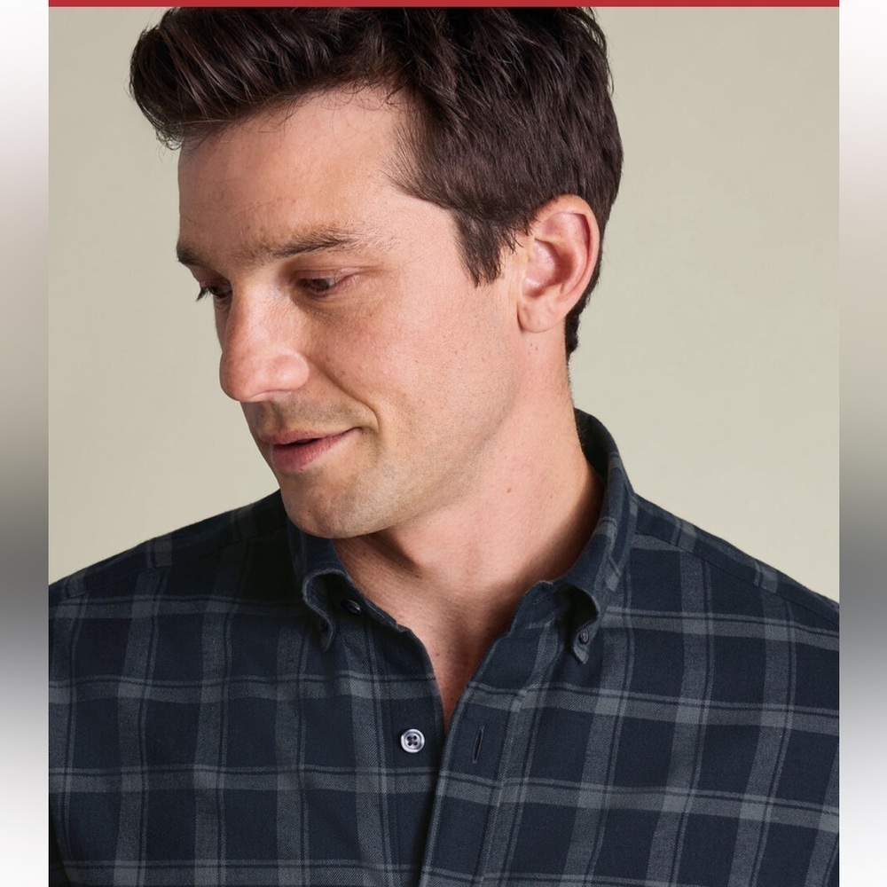 Charles Tyrwhitt Flannel Check Shirt-In Blue Checkered Button Down Shirt Size XL - Picture 7 of 11